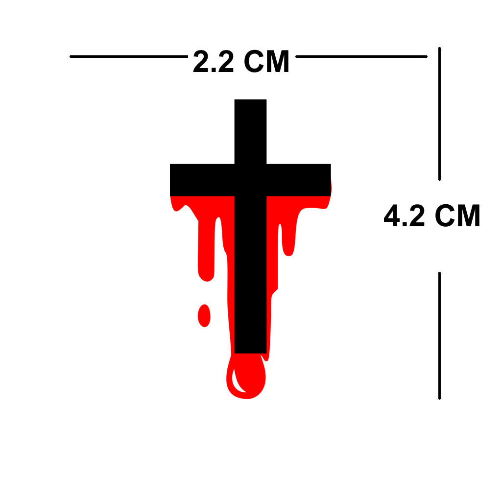 Set of 2 Bleeding Cross Temporary Tattoos | Christ Design | Waterproof Christian