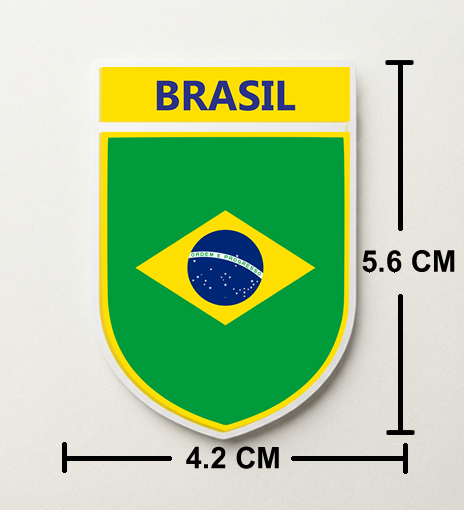 2 PACK Brazilian Flag crest waterproof Gloss vinyl sticker Brazil Team
