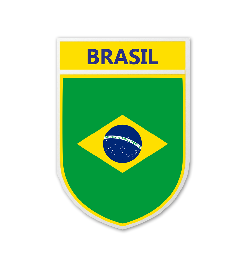 2 PACK Brazilian Flag crest waterproof Gloss vinyl sticker Brazil Team