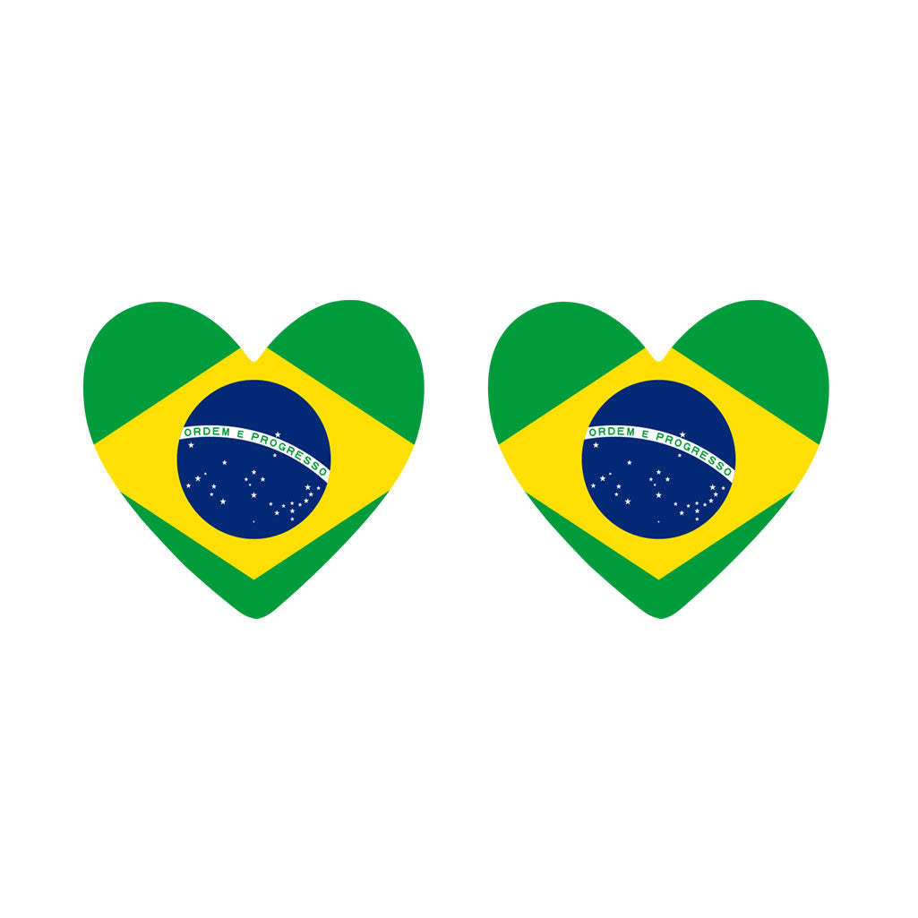 2 x  Brazil Flag Heart Temporary Tattoo Brazilian Team support