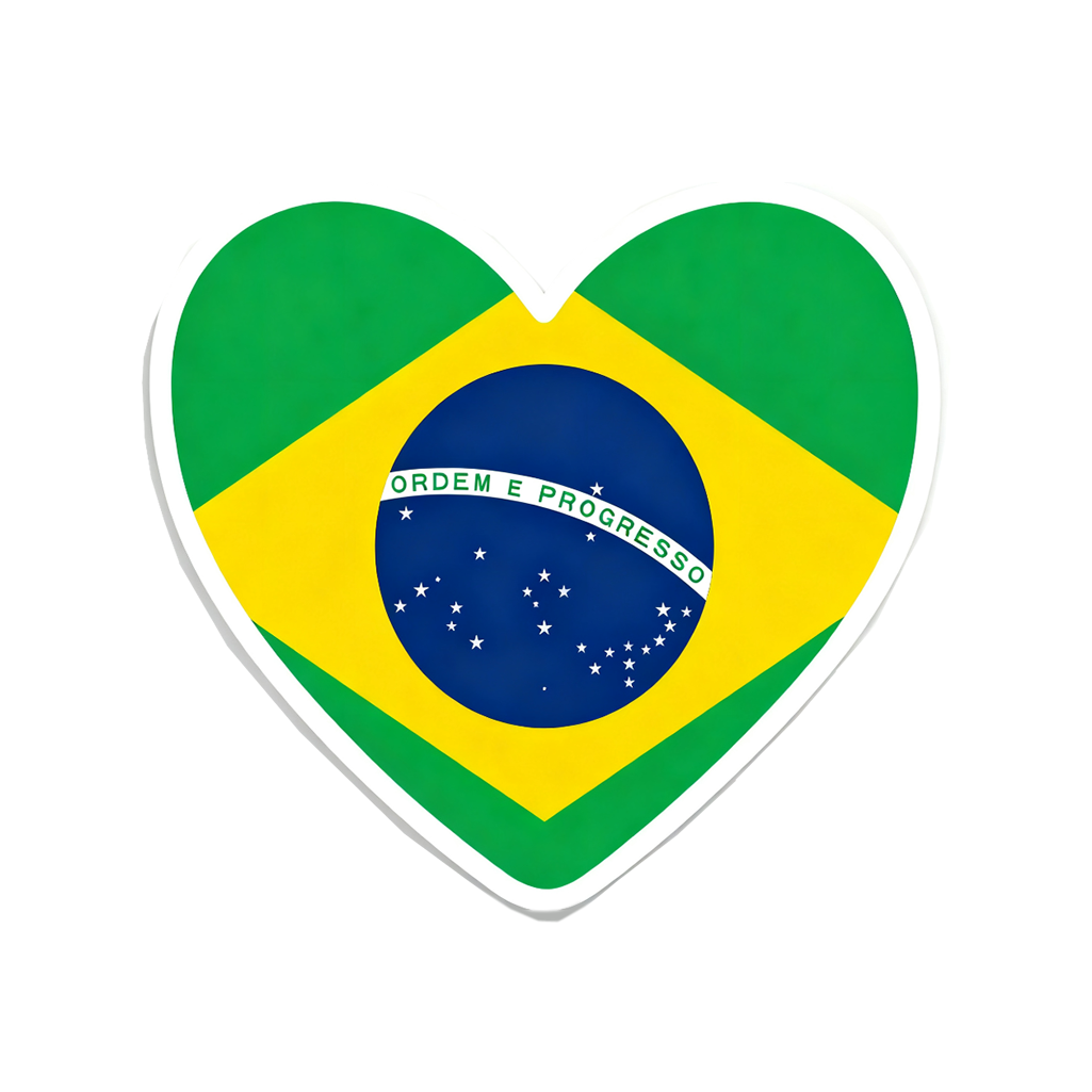 4 PACK Brazil Flag heart waterproof Matte vinyl sticker paper Brazilian team