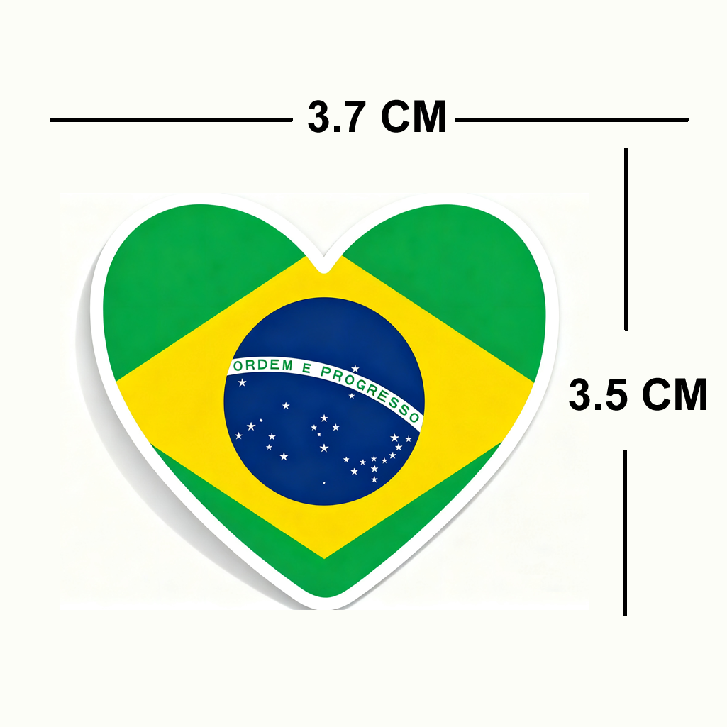 4 PACK Brazil Flag heart waterproof Matte vinyl sticker paper Brazilian team