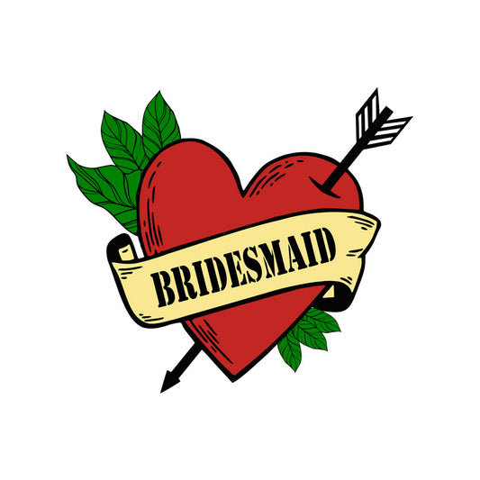 Bridesmaid Heart arrow TEMPORARY TATTOO forever love Wedding bride to be bride's maid