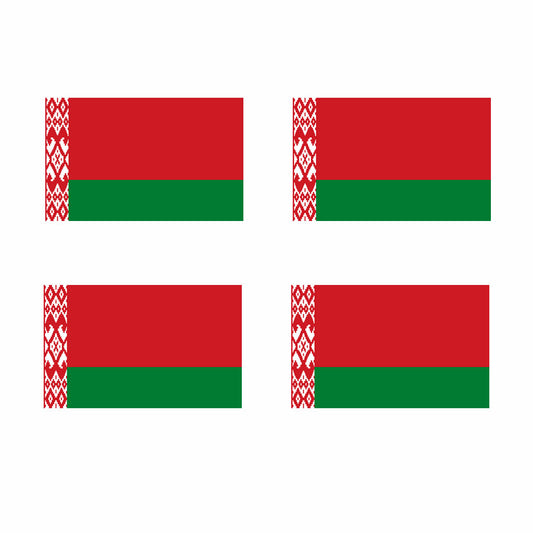 Set of 4 Belarus Flag Iron on Screen Print Transfers for Fabrics Machine Washable Belarusian Flag patch