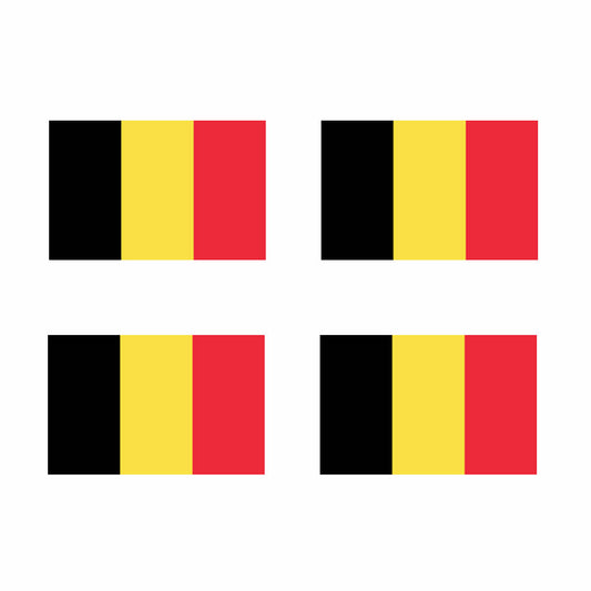 Set of 4 Belgium Flag Iron on Screen Print Transfers for Fabrics Machine Washable Belgian Flag patch