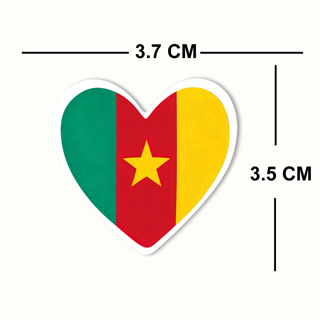 4 PACK Cameroon Flag heart waterproof Matte vinyl sticker paper Cameroonian team