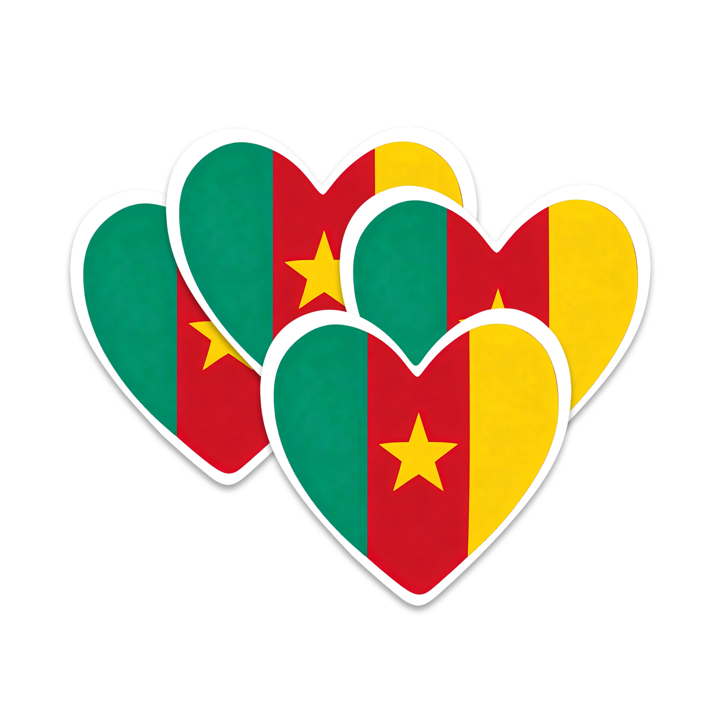 4 PACK Cameroon Flag heart waterproof Matte vinyl sticker paper Cameroonian team