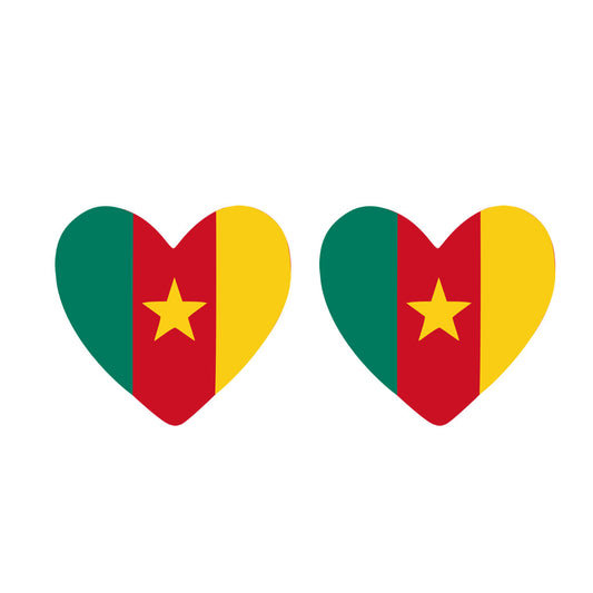2 x  Cameroon Flag Heart Temporary Tattoo Cameroonian Team support