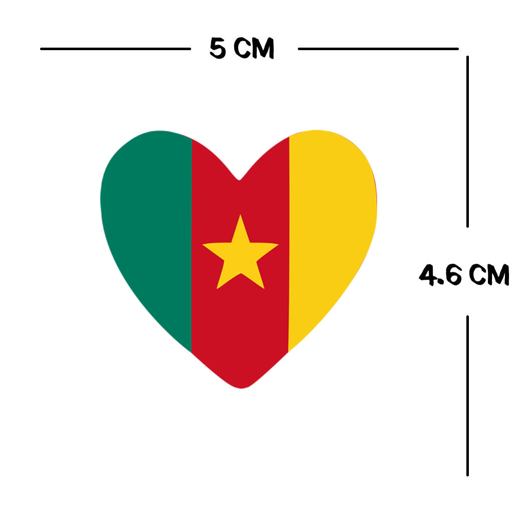 2 x  Cameroon Flag Heart Temporary Tattoo Cameroonian Team support