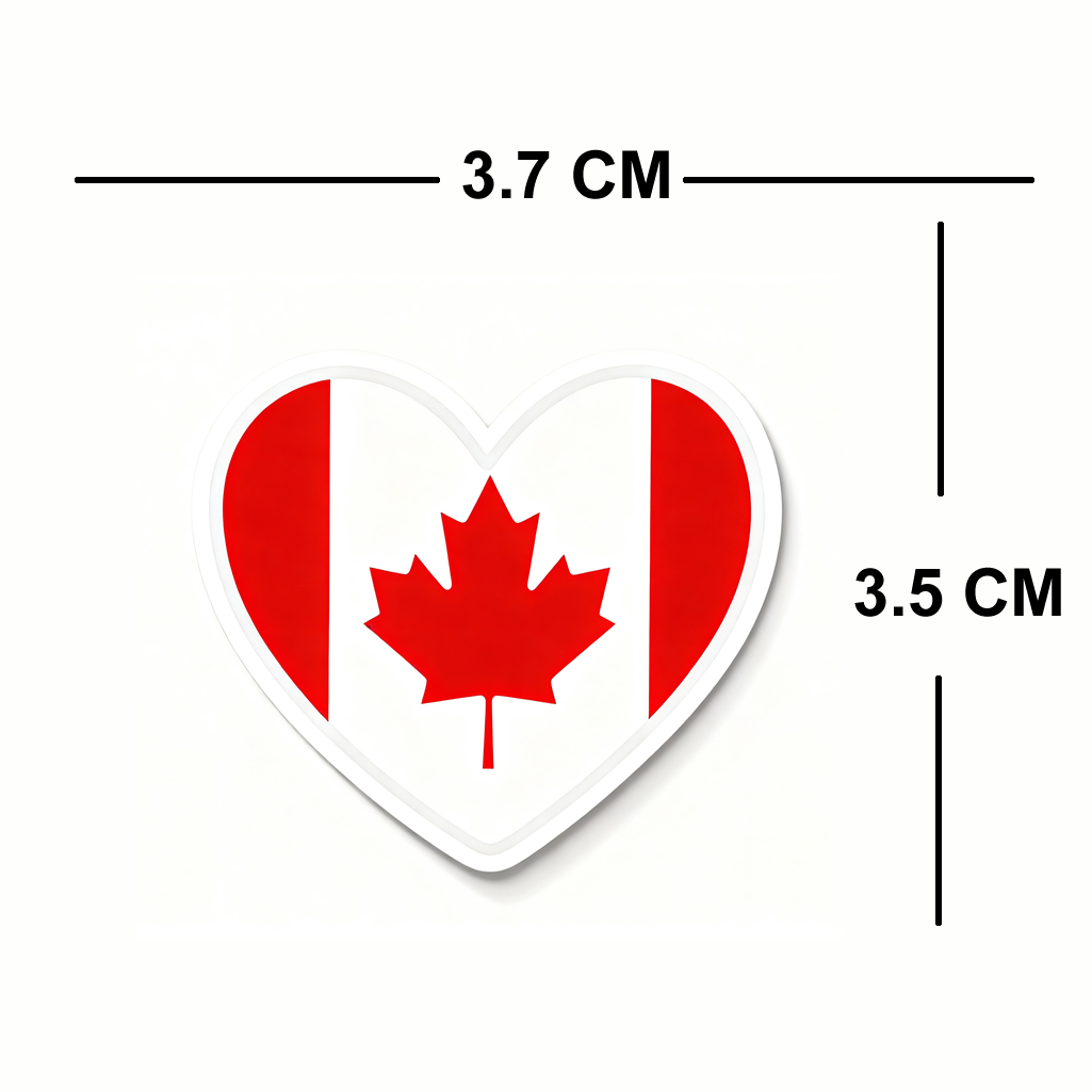 4 PACK Canada Flag heart waterproof Matte vinyl sticker paper Canadian team