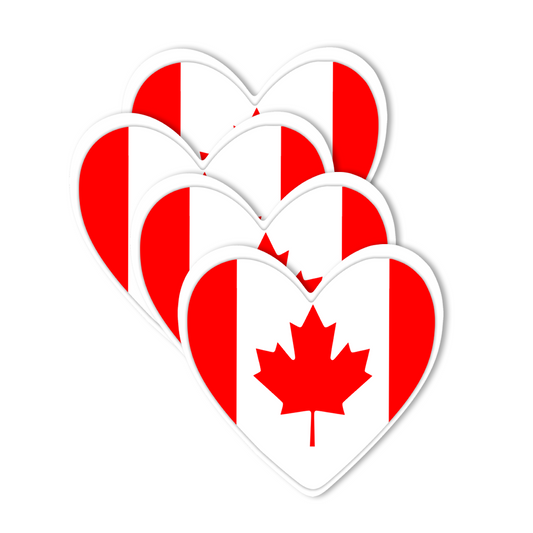 4 PACK Canada Flag heart waterproof Matte vinyl sticker paper Canadian team