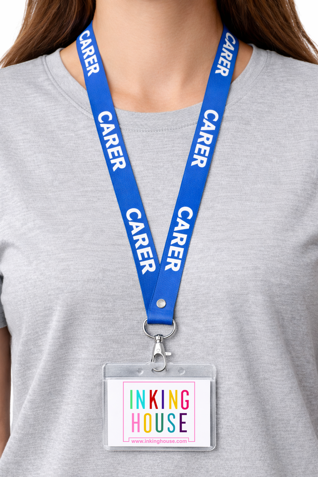 Carer printed Lanyard neck strap, ID HOLDER Safety Breakaway Clip UK Stock health care key worker staff