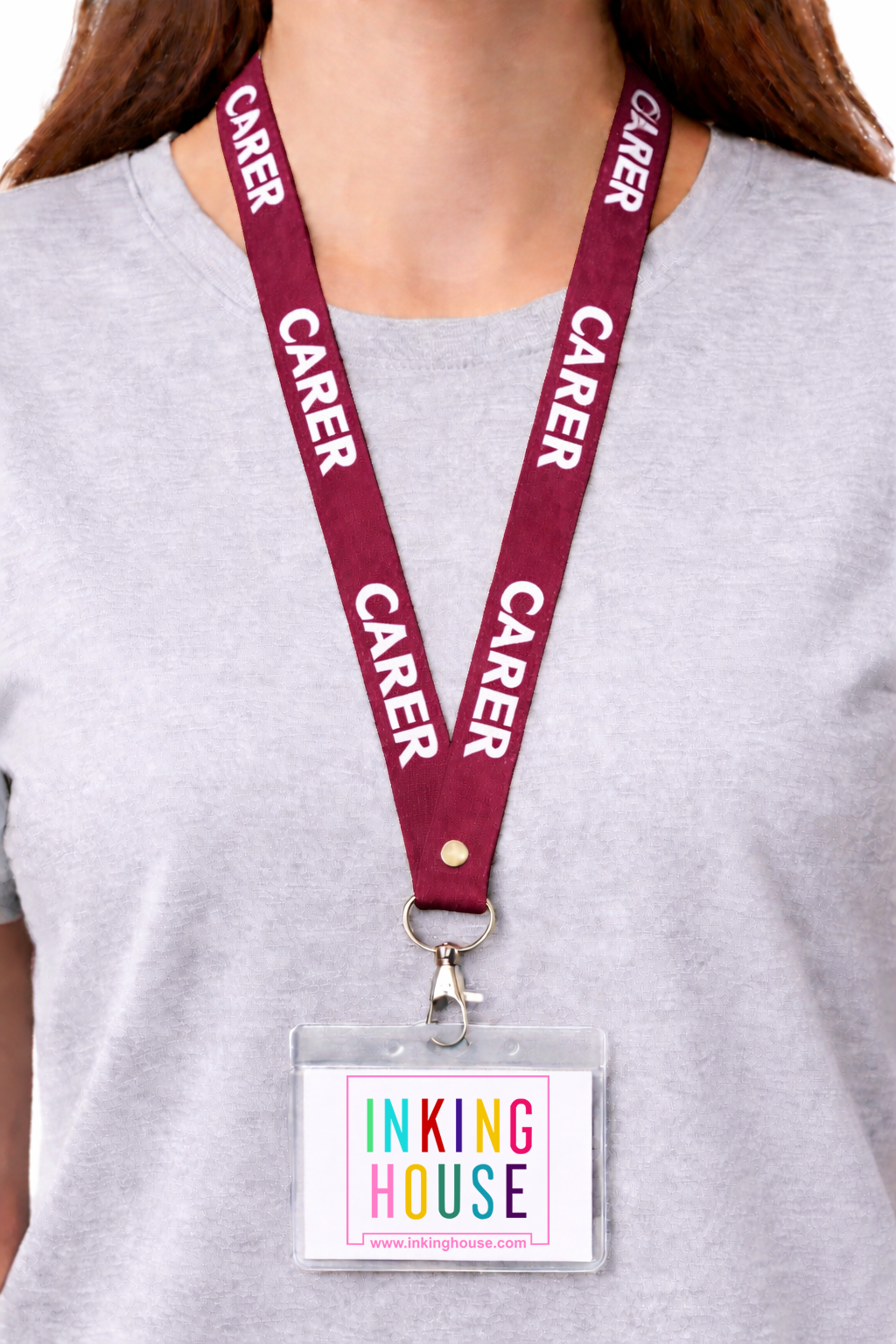 Carer printed Lanyard neck strap, ID HOLDER Safety Breakaway Clip UK Stock health care key worker staff