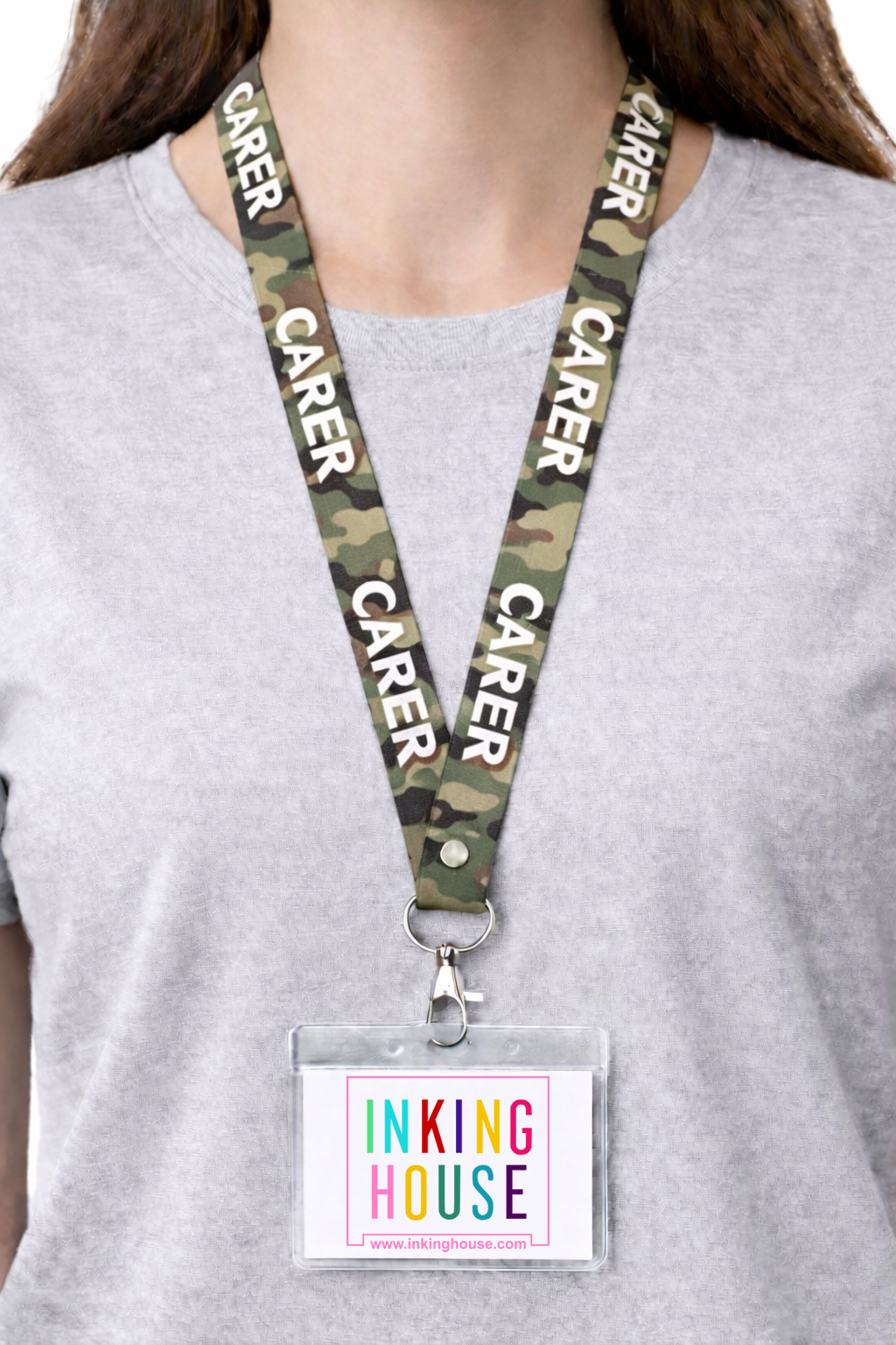 Carer printed Lanyard neck strap, ID HOLDER Safety Breakaway Clip UK Stock health care key worker staff
