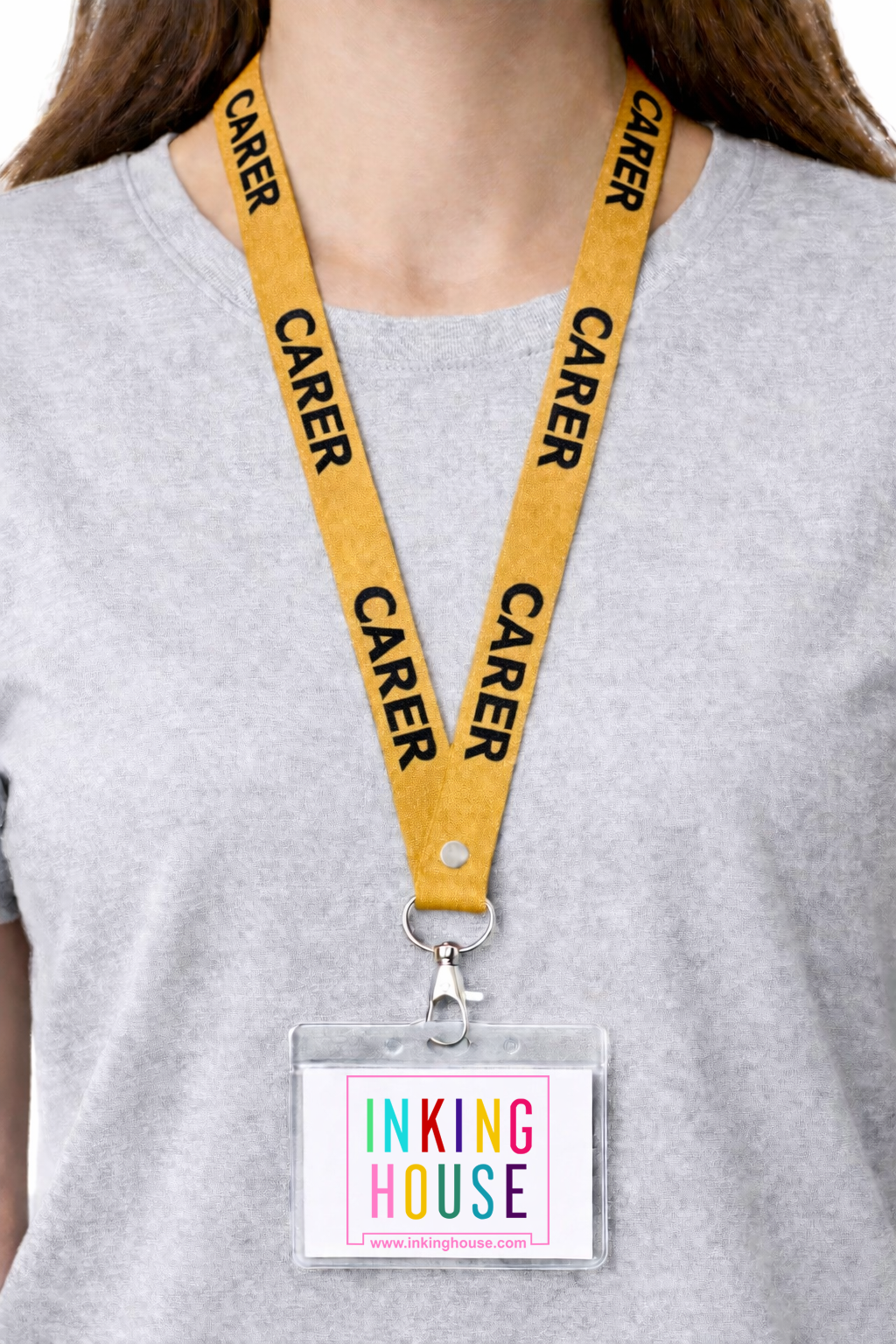 Carer printed Lanyard neck strap, ID HOLDER Safety Breakaway Clip UK Stock health care key worker staff