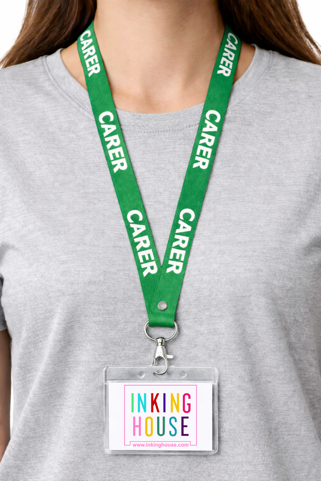 Carer printed Lanyard neck strap, ID HOLDER Safety Breakaway Clip UK Stock health care key worker staff