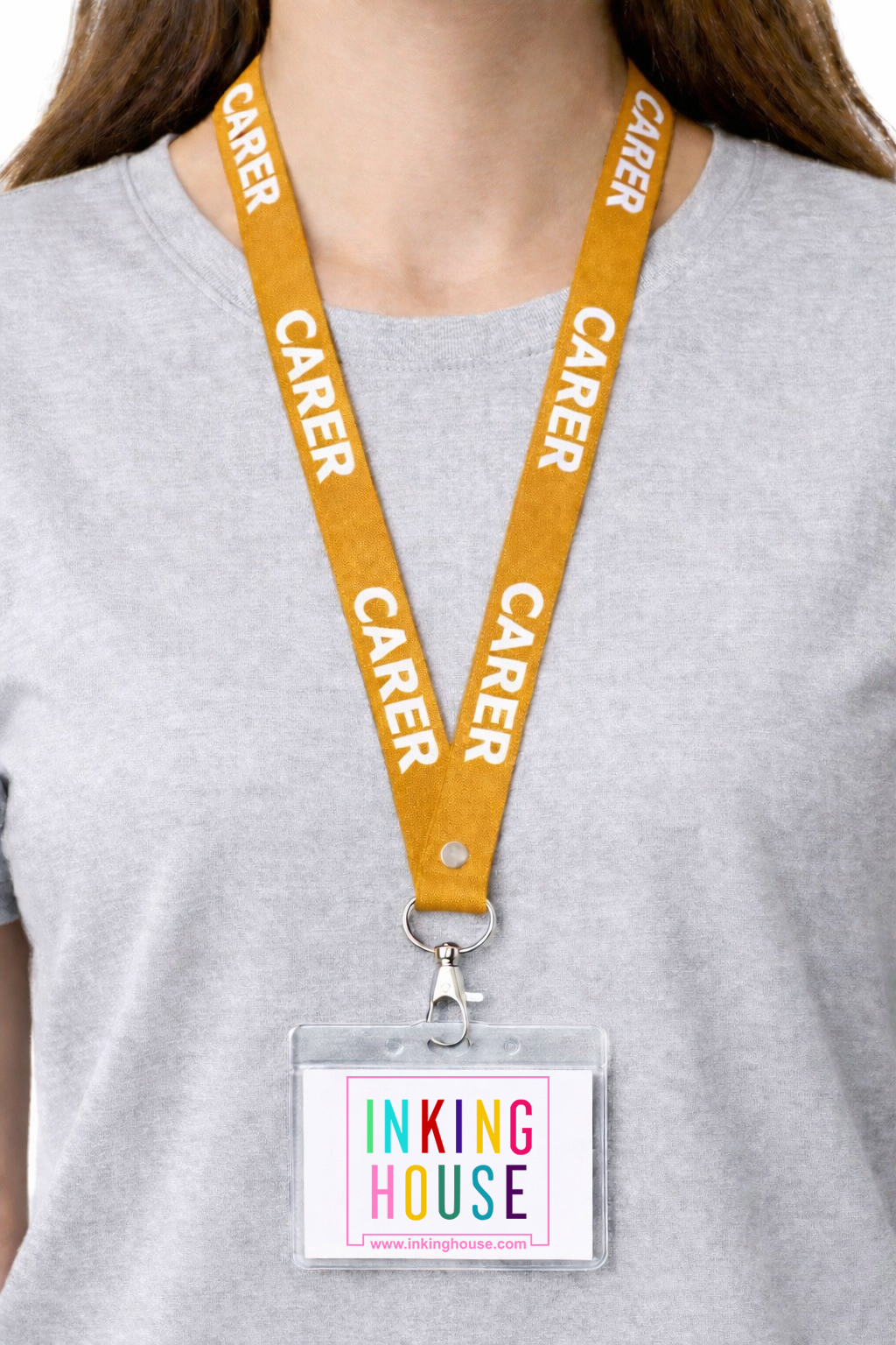 Carer printed Lanyard neck strap, ID HOLDER Safety Breakaway Clip UK Stock health care key worker staff