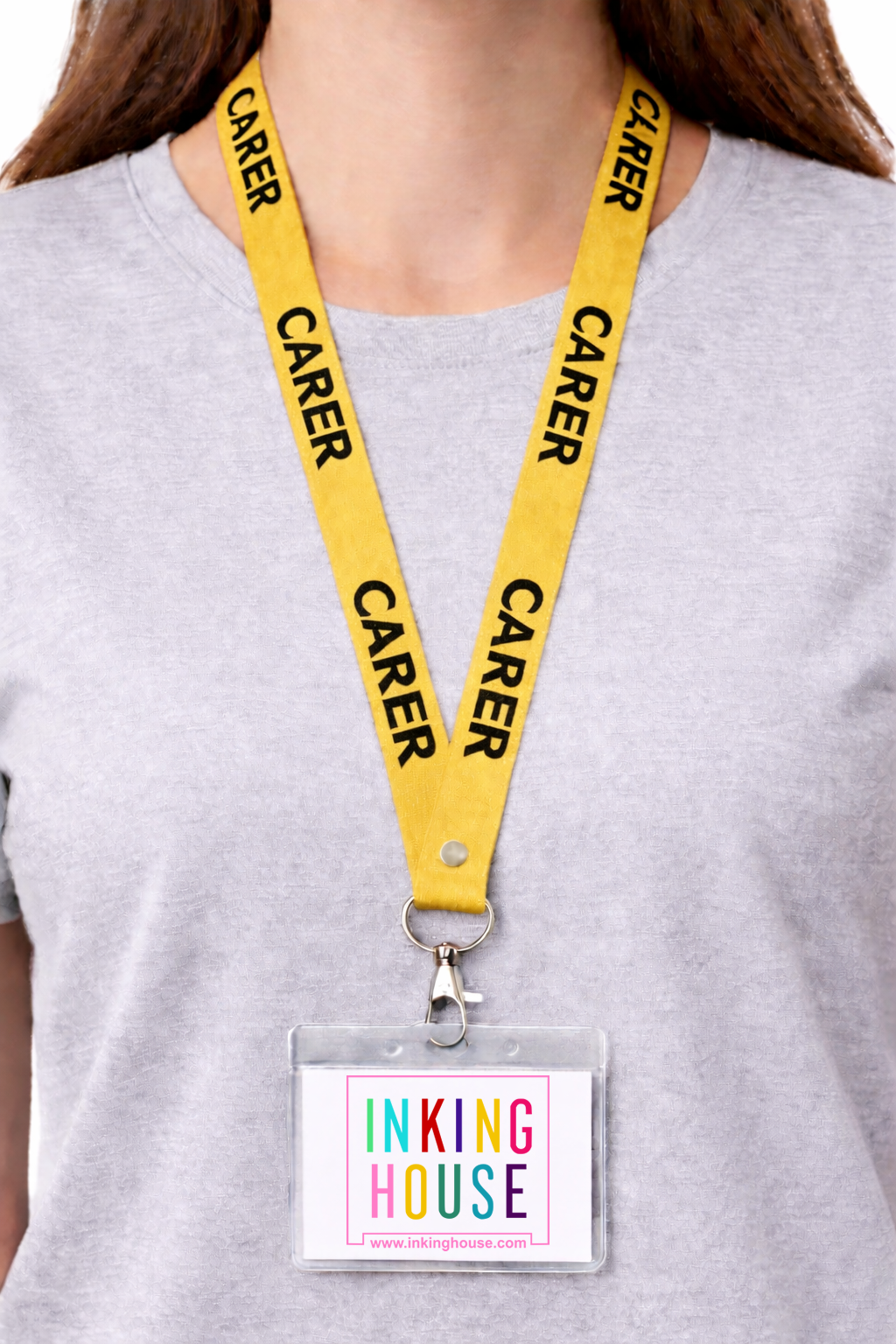 Carer printed Lanyard neck strap, ID HOLDER Safety Breakaway Clip UK Stock health care key worker staff