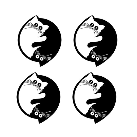 Set of 4 x Cat Ying yang Screen print iron on transfers for fabrics