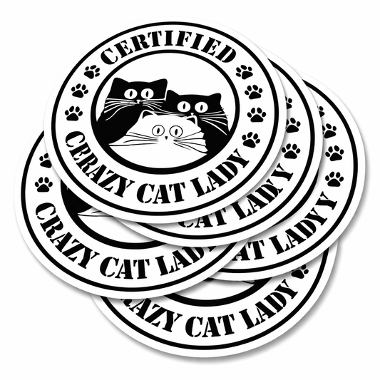 4 PACK Certified Crazy cat lady waterproof Matte vinyl sticker