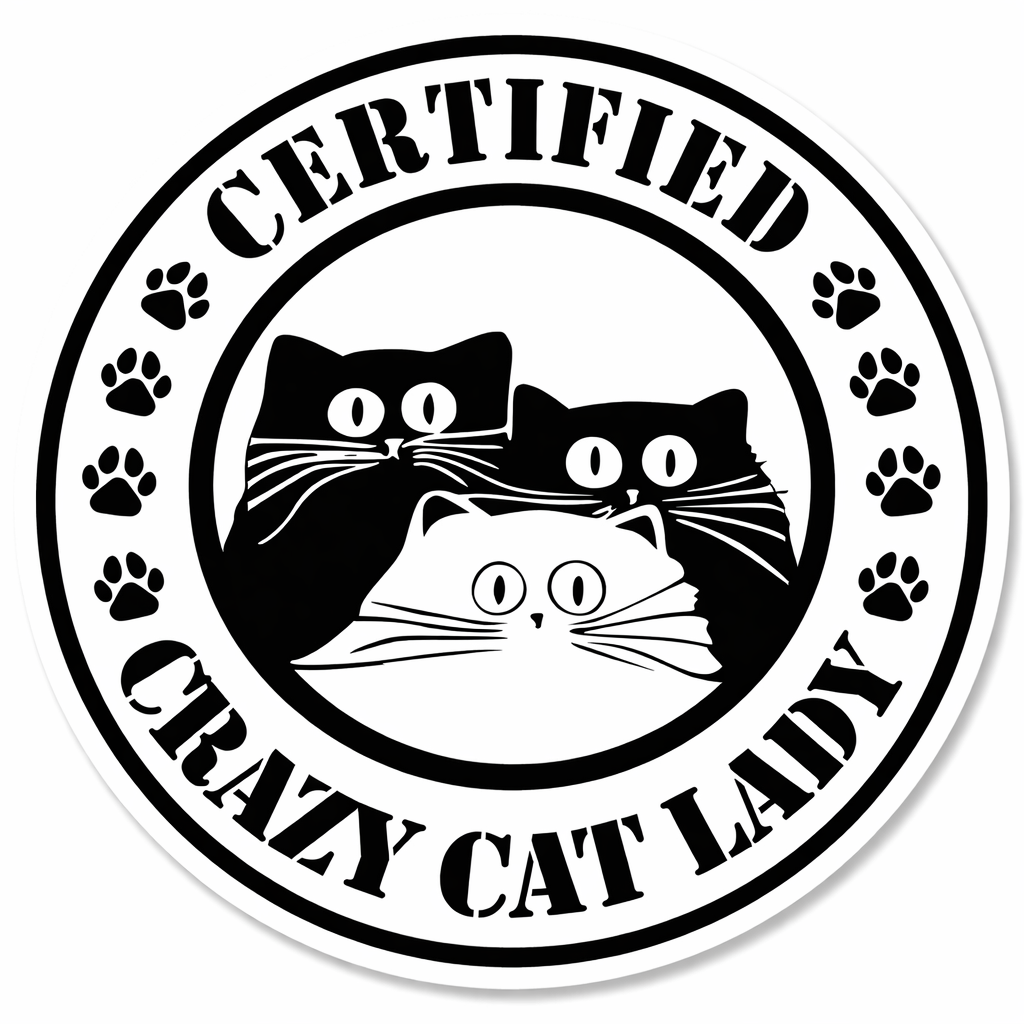 4 PACK Certified Crazy cat lady waterproof Matte vinyl sticker