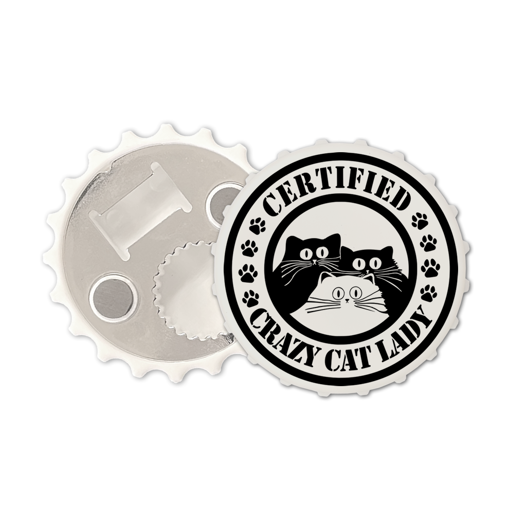 Certified Crazy Cat lady Magnetic bottle cap opener fridge magnet