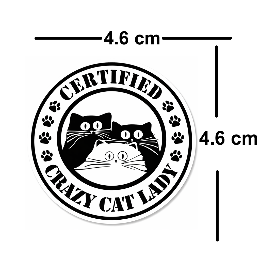 4 PACK Certified Crazy cat lady waterproof Matte vinyl sticker
