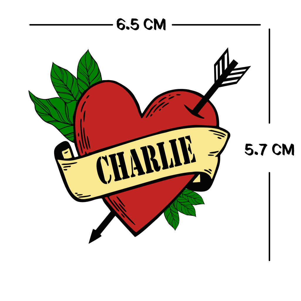 Charlie HEART arrow Temporary Tattoo long lasting love