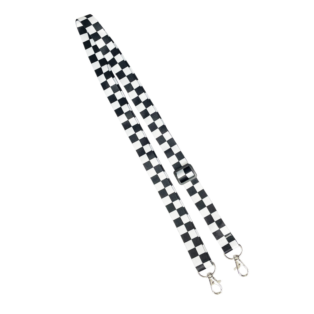 Chequered Flag CLIP adjustable Lanyard neck strap ID holder racing phone bag