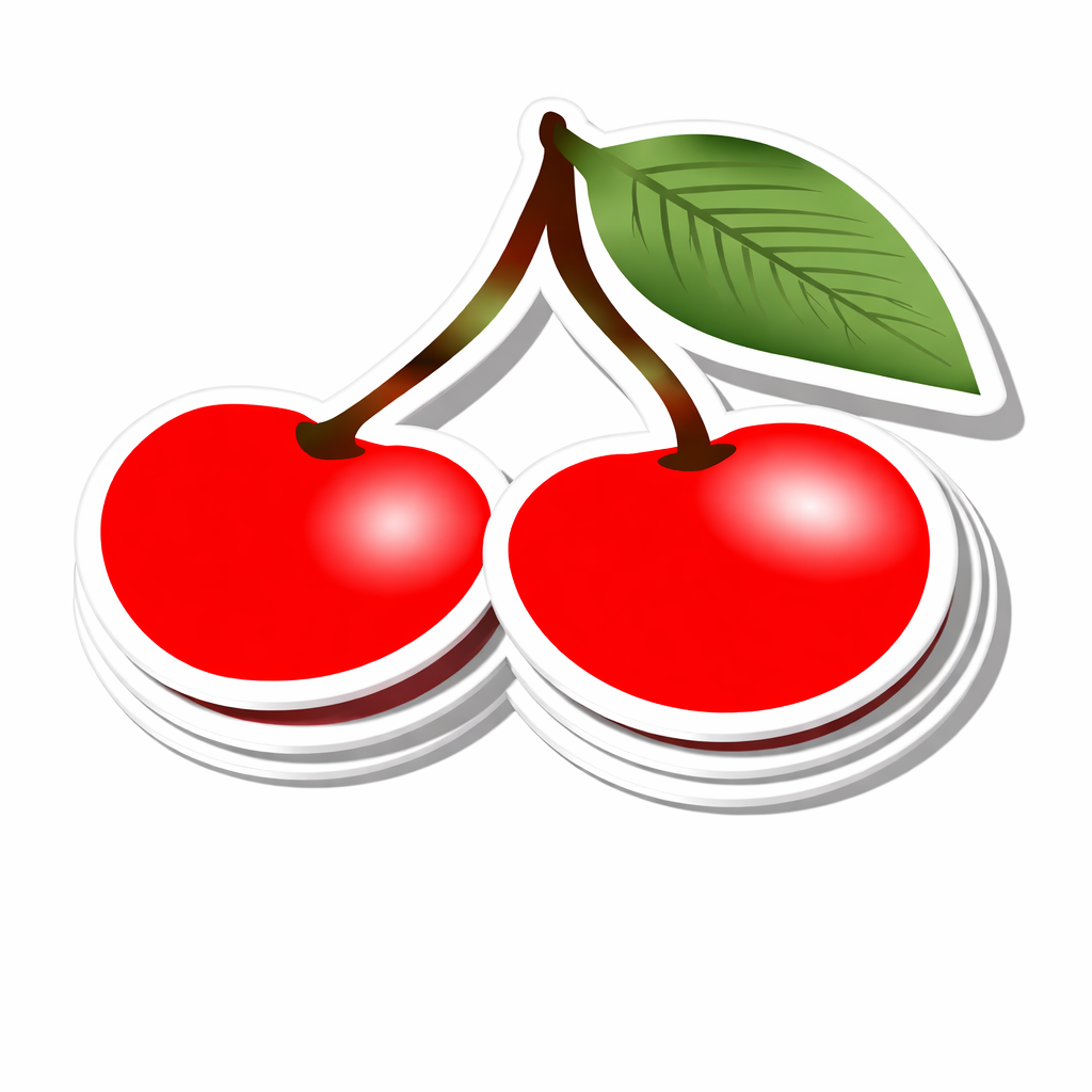 4 PACK Red Cherries waterproof Matte vinyl sticker Cherry fruit
