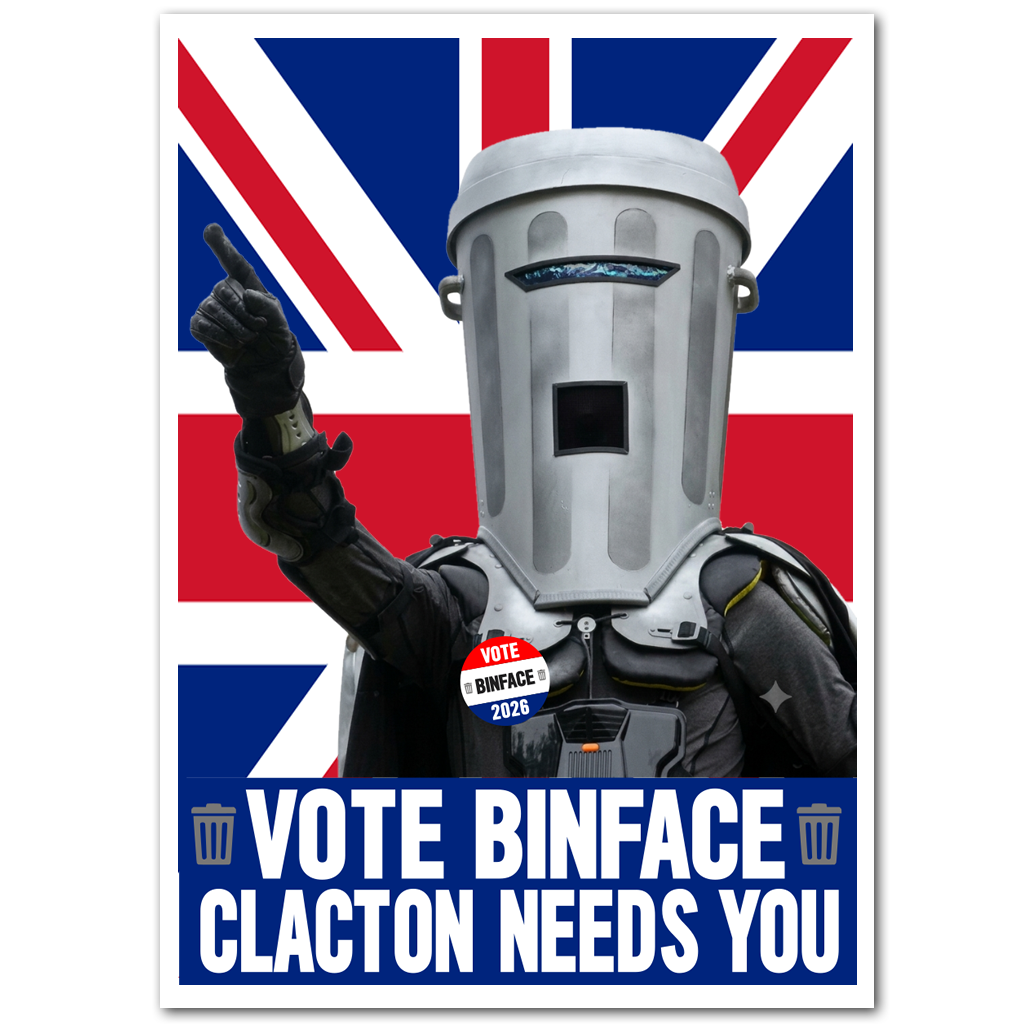 Vote Count Binface Waterproof Vinyl Matte Sticker Label 4 Pack Clacton needs you