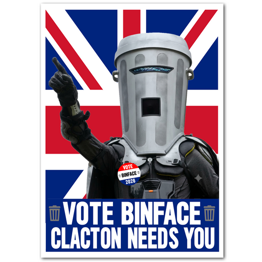Vote Count Binface Waterproof Vinyl Matte Sticker Label 4 Pack Clacton needs you