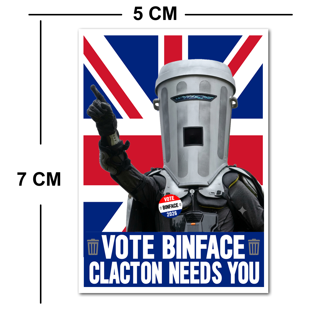Vote Count Binface Waterproof Vinyl Matte Sticker Label 4 Pack Clacton needs you