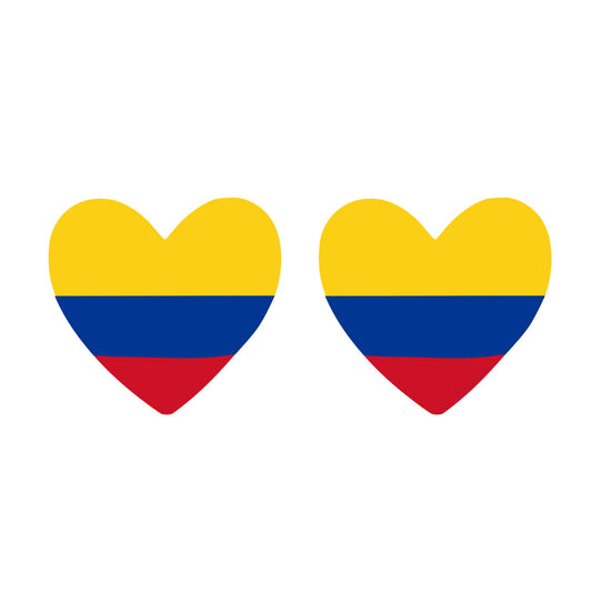 2 x Colombia Heart Flag Heart Temporary Tattoo Colombian Team