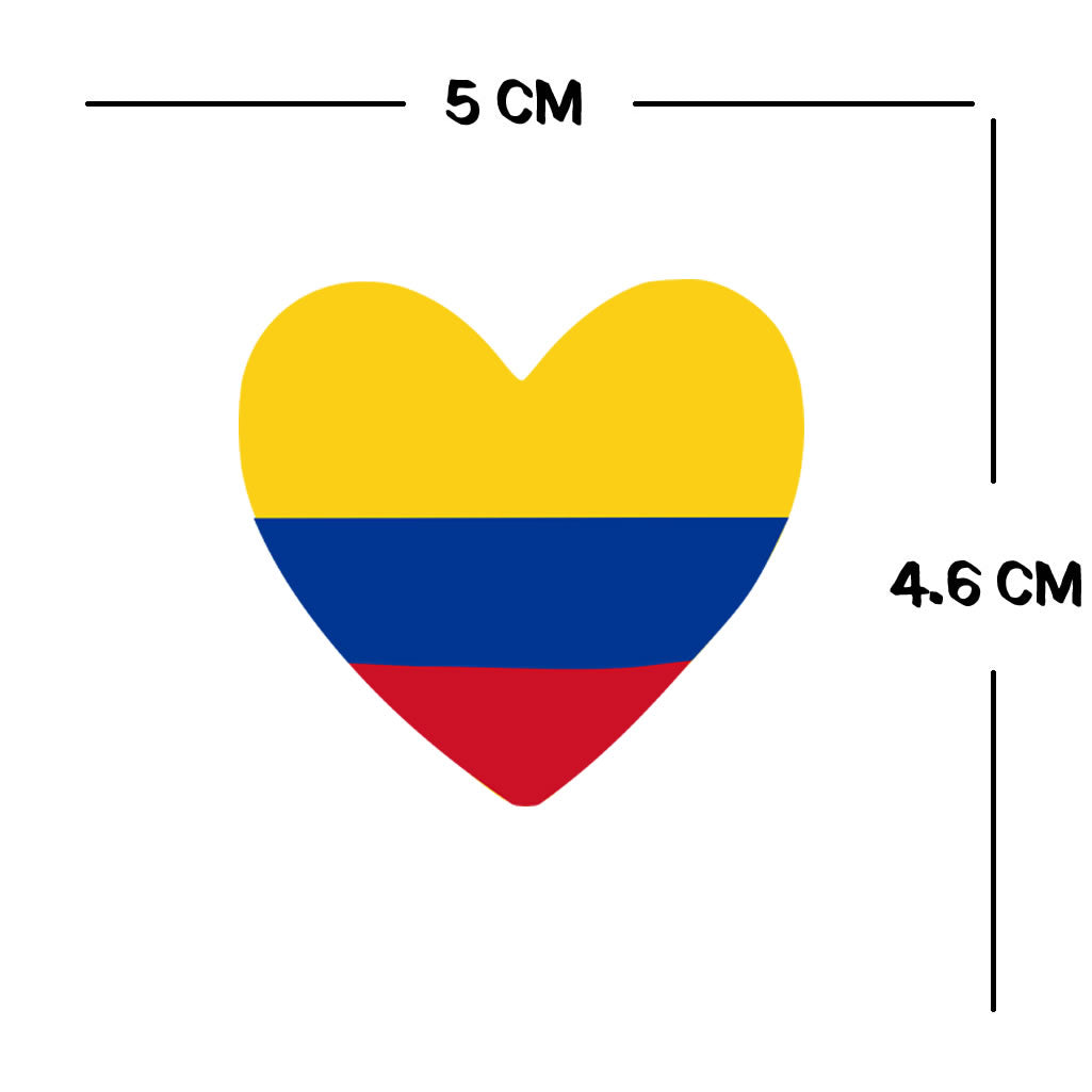 2 x Colombia Heart Flag Heart Temporary Tattoo Colombian Team