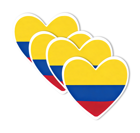 4 PACK Colombia Flag heart waterproof Matte vinyl sticker paper Colombian team