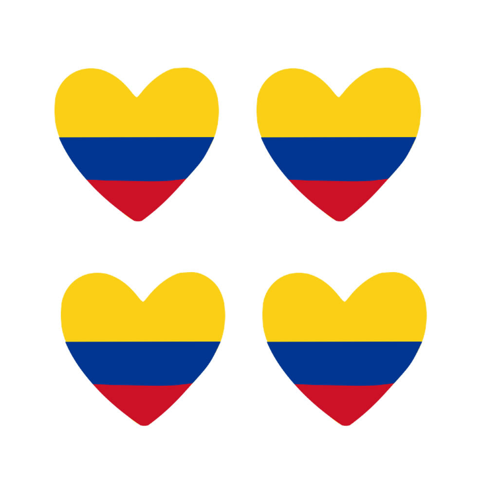 4 X Colombia flag Heart Iron on Screen Print transfer Machine Washable Colombian Team