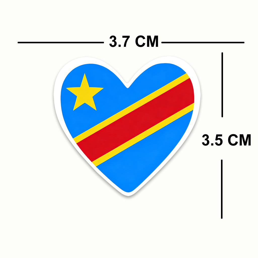 4 PACK Congo Flag heart waterproof Matte vinyl sticker paper DRC Team
