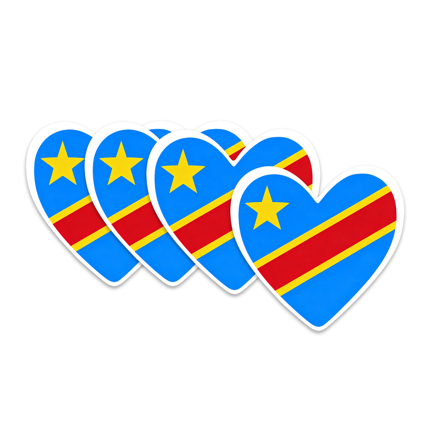 4 PACK Congo Flag heart waterproof Matte vinyl sticker paper DRC Team