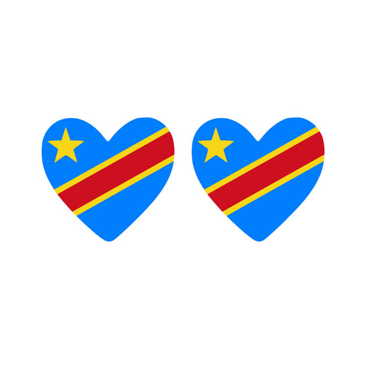 2 x  Congo Heart Flag Heart Temporary Tattoo Democratic Republic of  Congo Team