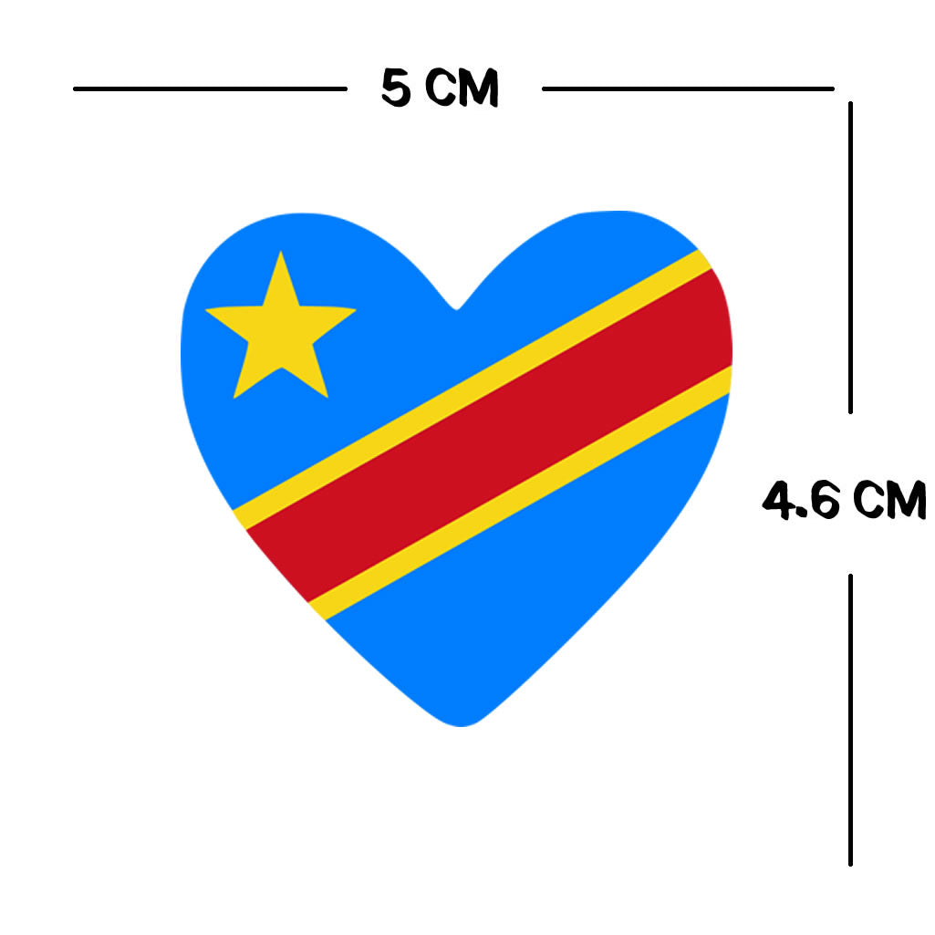 2 x  Congo Heart Flag Heart Temporary Tattoo Democratic Republic of  Congo Team
