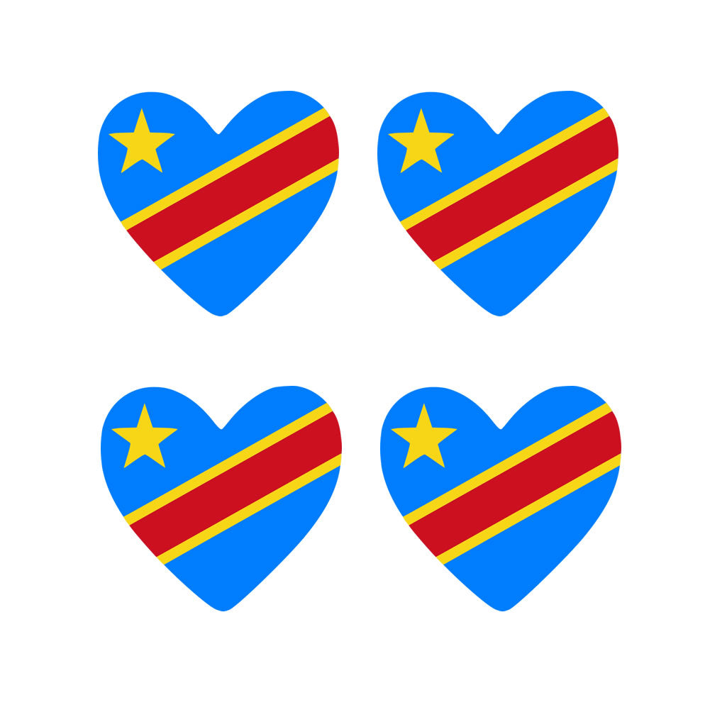 4 X Congo flag Heart Iron on Screen Print transfer Machine Washable Congolese