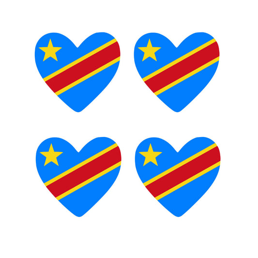 4 X Congo flag Heart Iron on Screen Print transfer Machine Washable Congolese