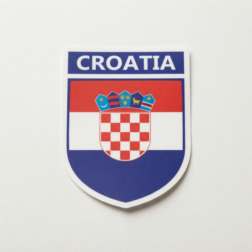 2 PACK Croatian Flag crest waterproof Gloss vinyl sticker Croatia Team