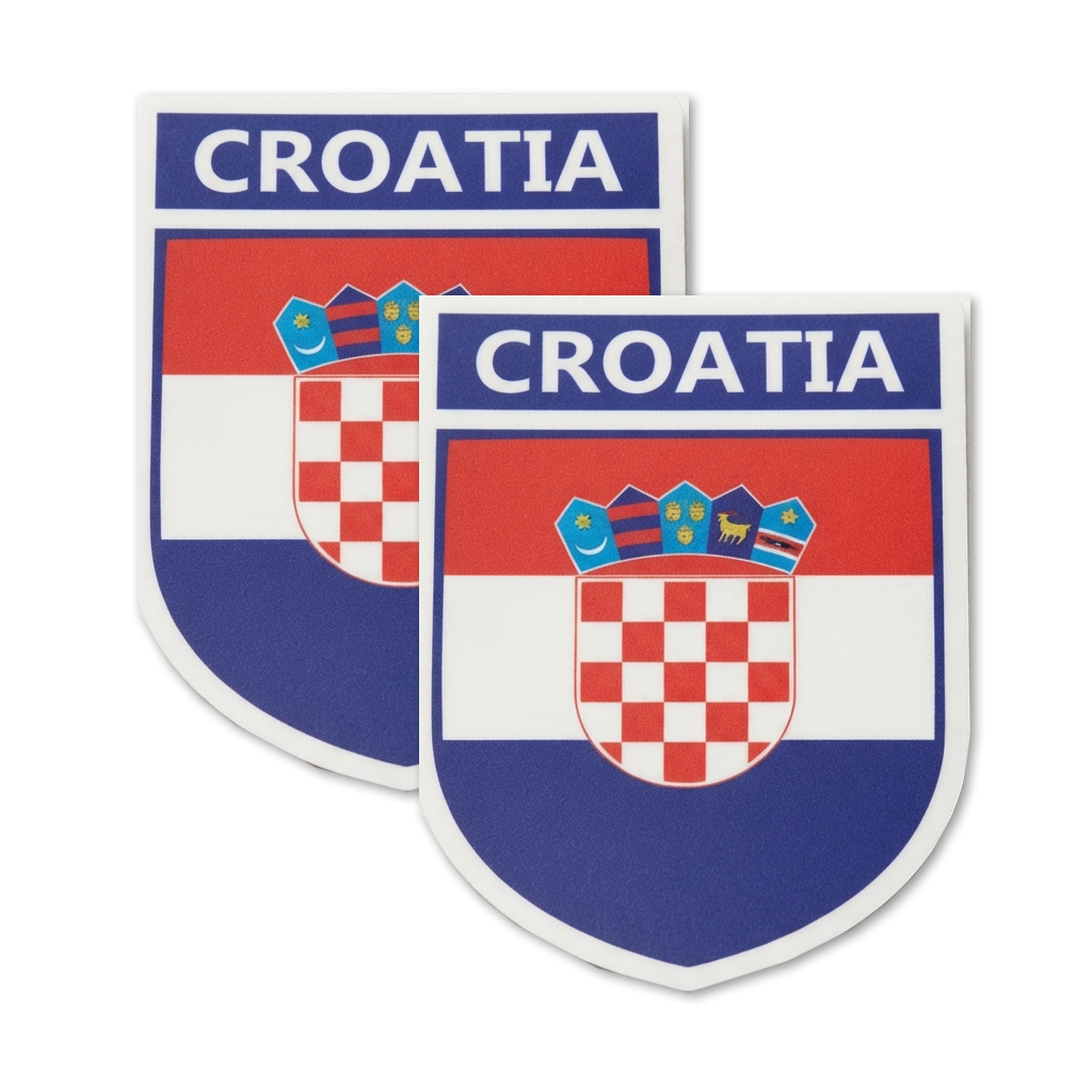 2 PACK Croatian Flag crest waterproof Gloss vinyl sticker Croatia Team