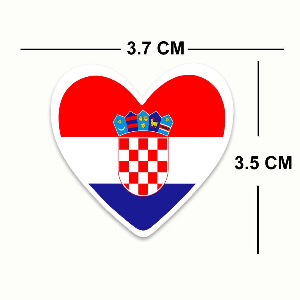 4 PACK Croatia Flag heart waterproof Matte vinyl sticker paper Croatian Team