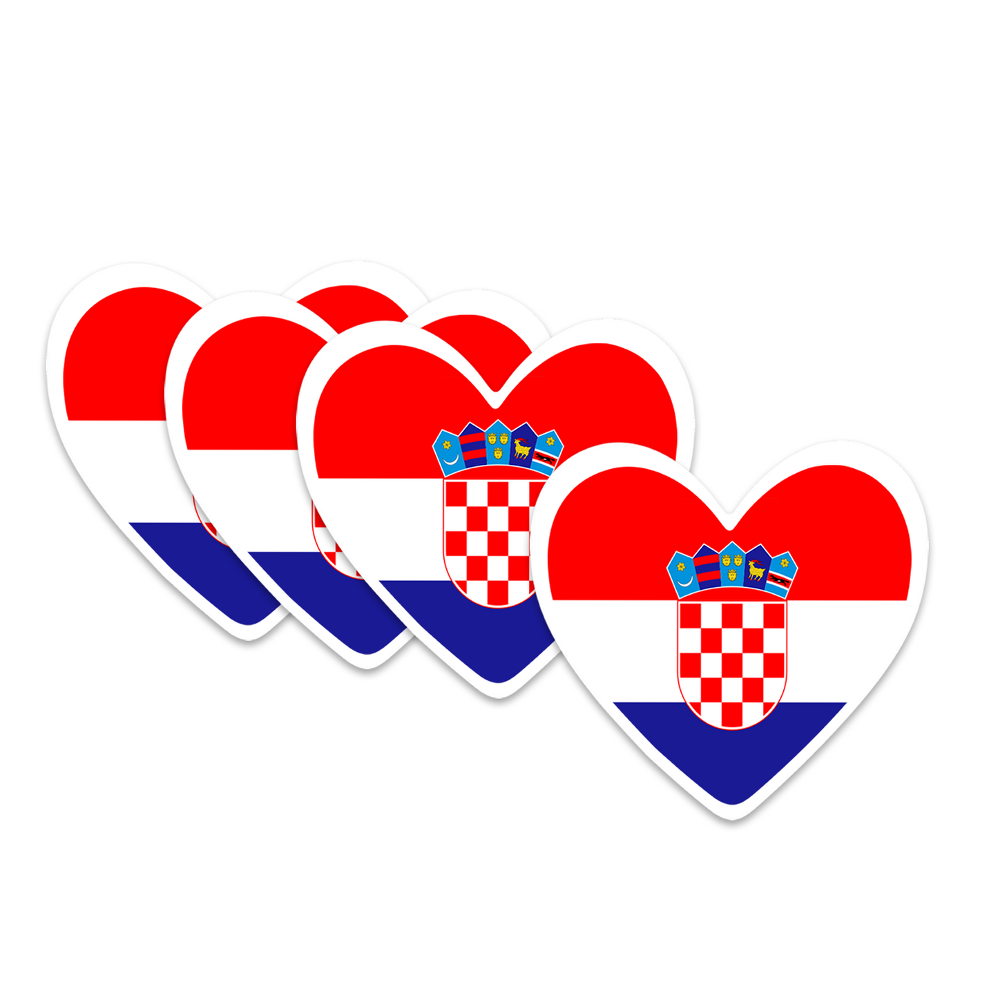 4 PACK Croatia Flag heart waterproof Matte vinyl sticker paper Croatian Team