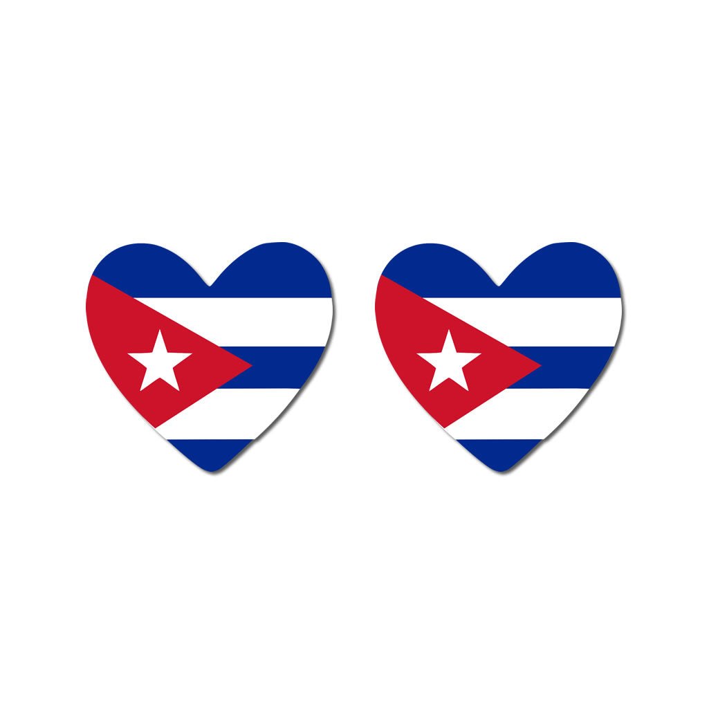 2 x  Cuba Flag Heart Temporary Tattoo Cuban Team support