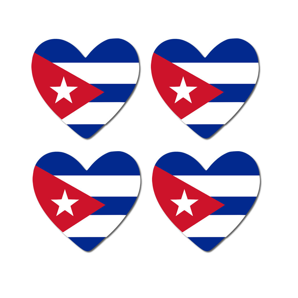 4 x Cuba Flag Heart Iron on Transfers