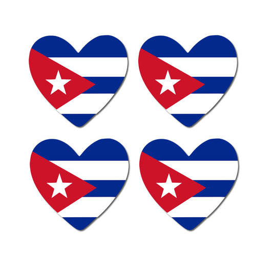 4 x Cuba Flag Heart Iron on Transfers